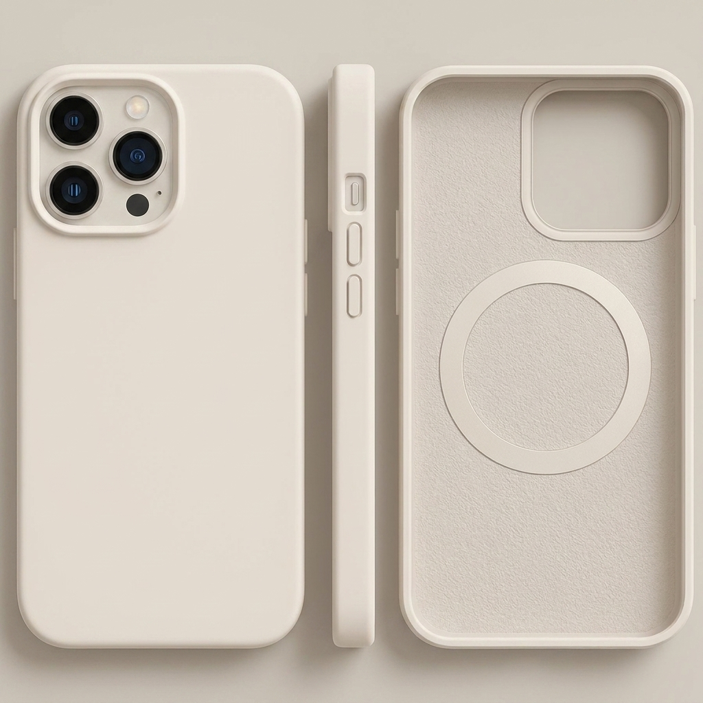 Funda iPhone de silicona magnética con tacto suave y perfil fino