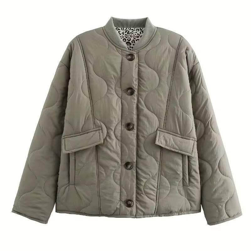 Chaqueta elegante con forro de leopardo - Chic y moderna
