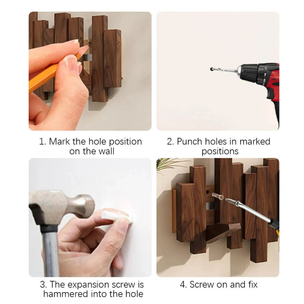 Perchero de pared Piano de madera - Chaquetas y abrigos