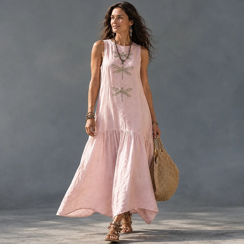 Libélara – Vestido Largo Boho Bordado