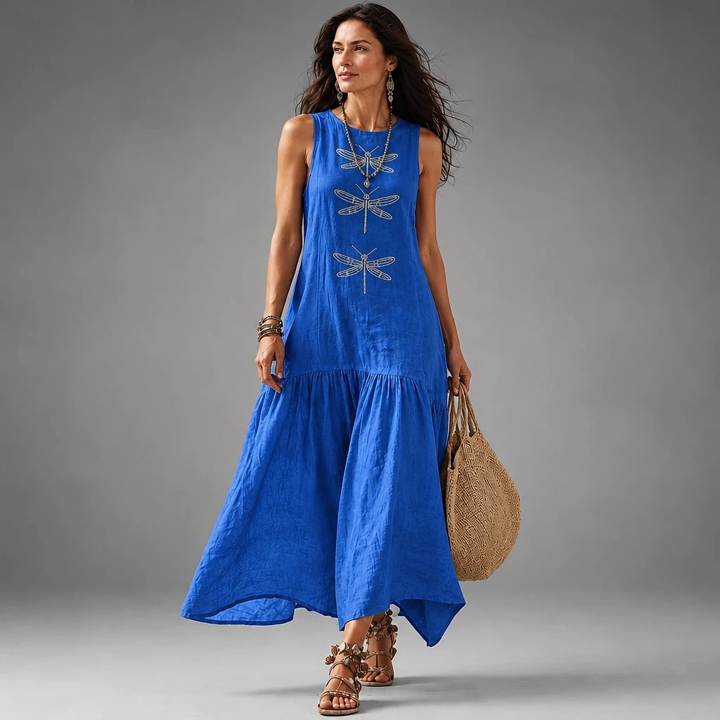 Libélara – Vestido Largo Boho Bordado