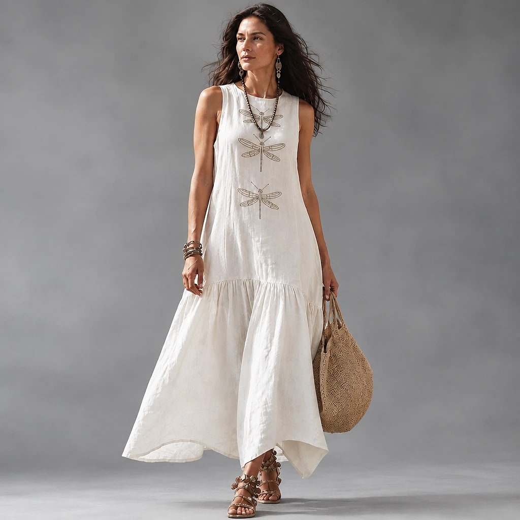 Libélara – Vestido Largo Boho Bordado