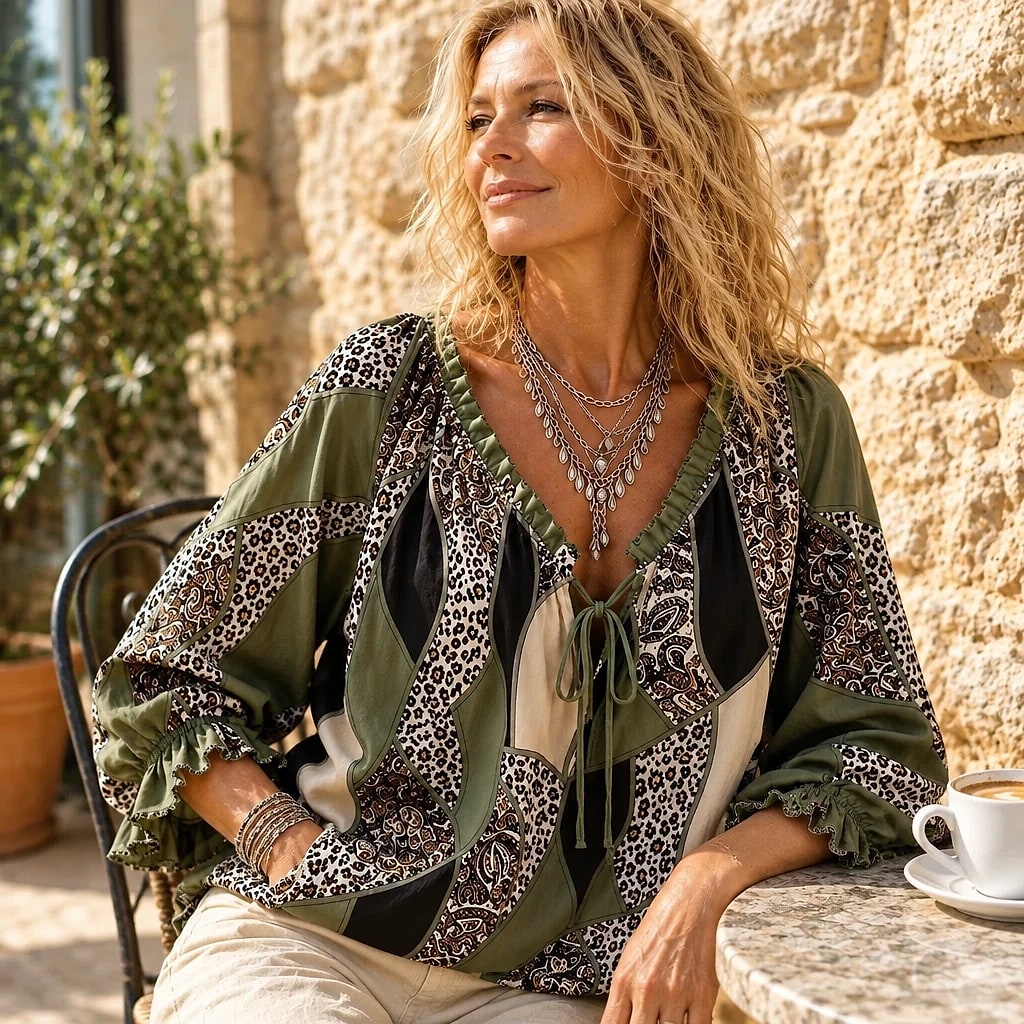 Miravela – Blusa Patchwork Boho Mujer