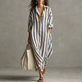 Riavela – Vestido Camisero Largo Rayas