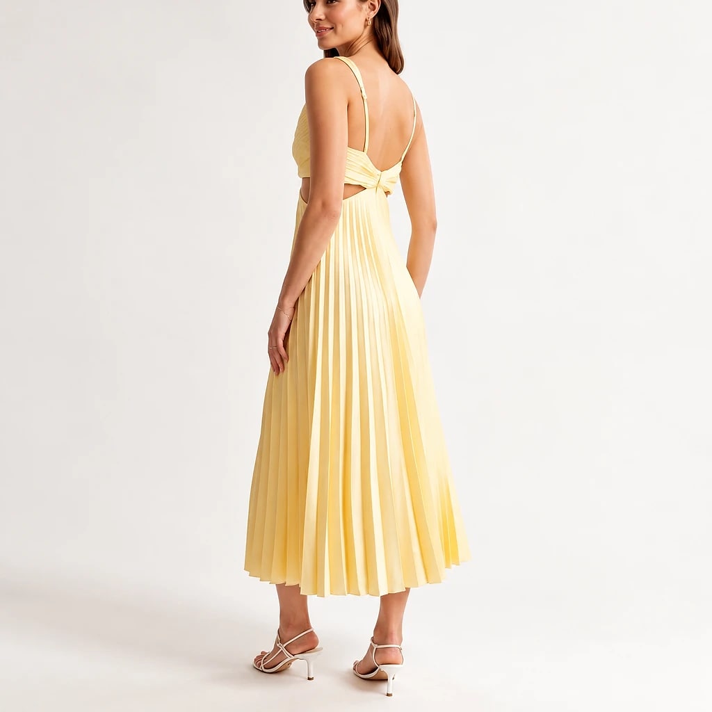 Solaris – Vestido Midi Plisado Mujer