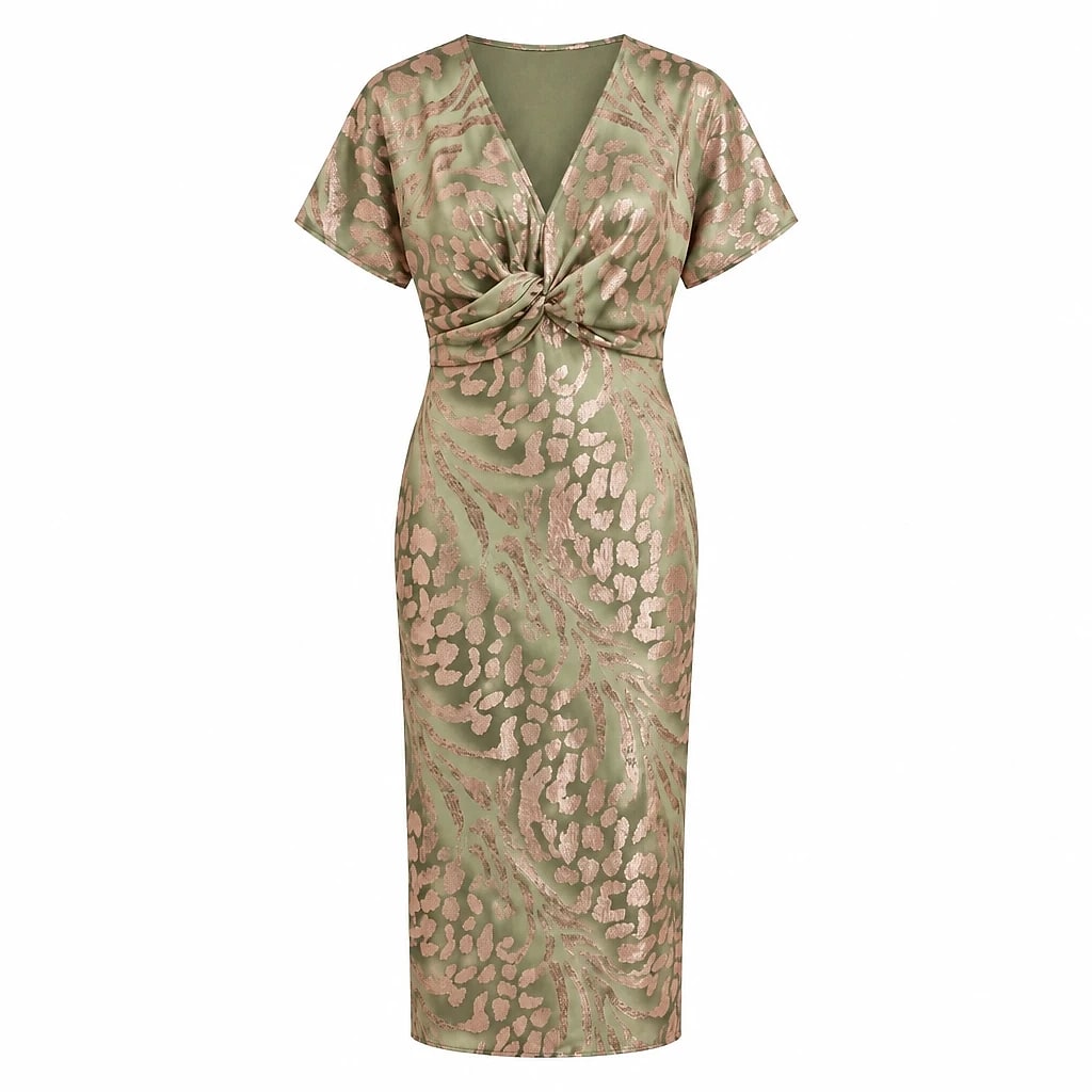 Solvara – Vestido Midi Elegante Estampado