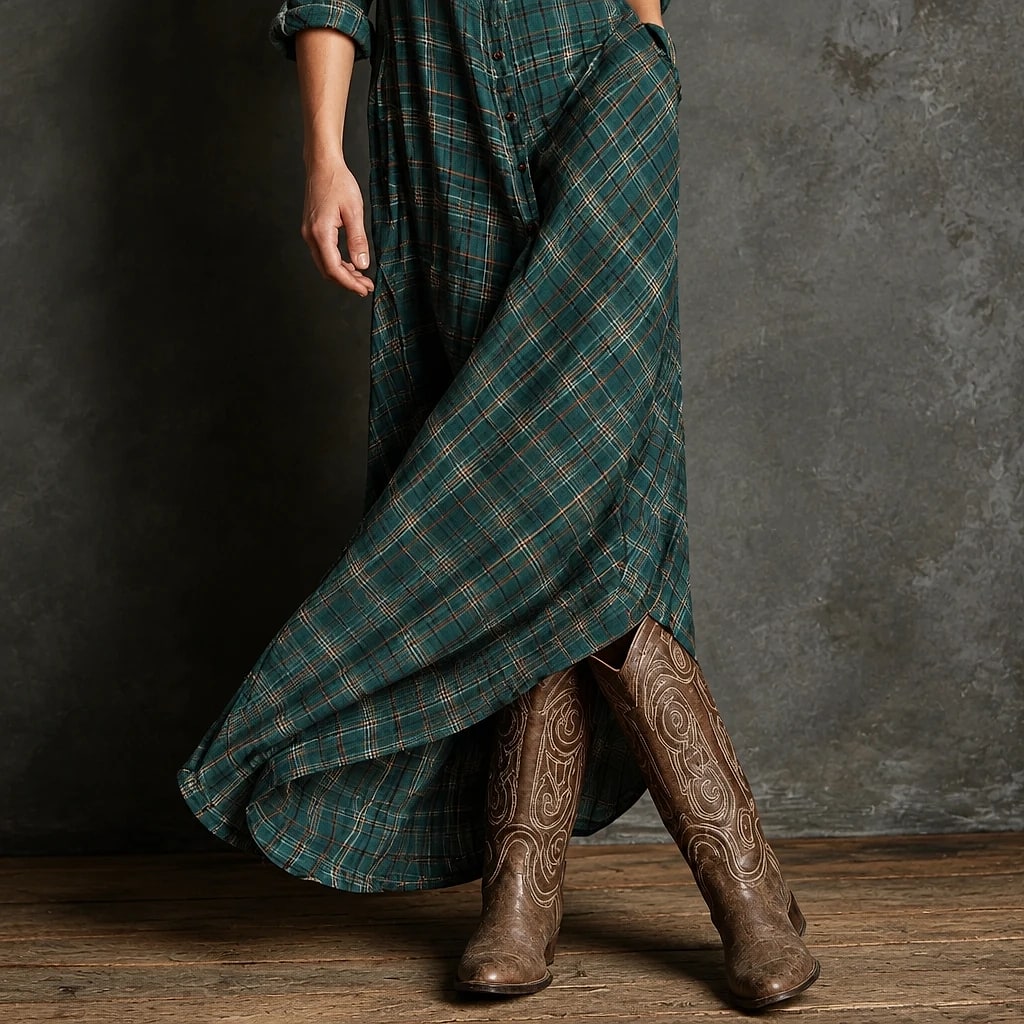 Tarela – Vestido Camisero Largo Cuadros