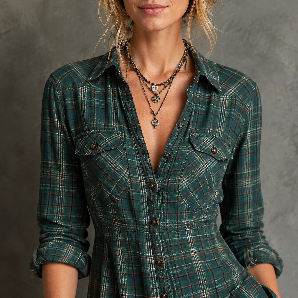 Tarela – Vestido Camisero Largo Cuadros