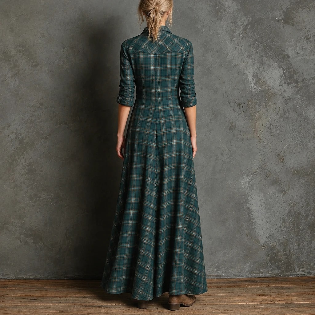 Tarela – Vestido Camisero Largo Cuadros