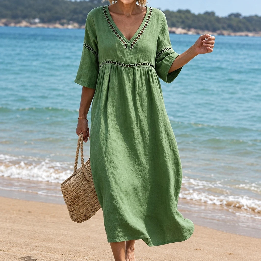 Veloria – Vestido Midi Algodón Fluido