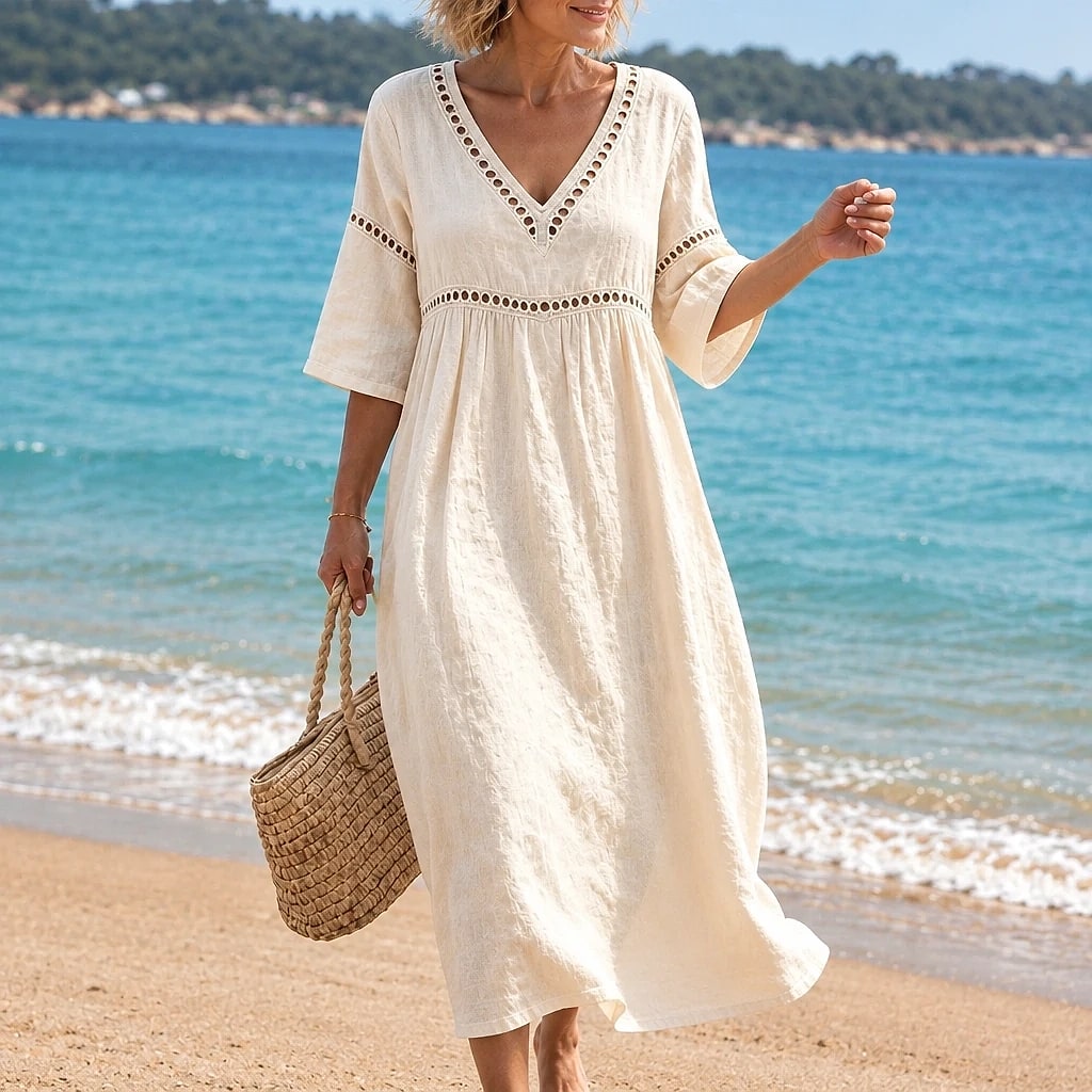 Veloria – Vestido Midi Algodón Fluido