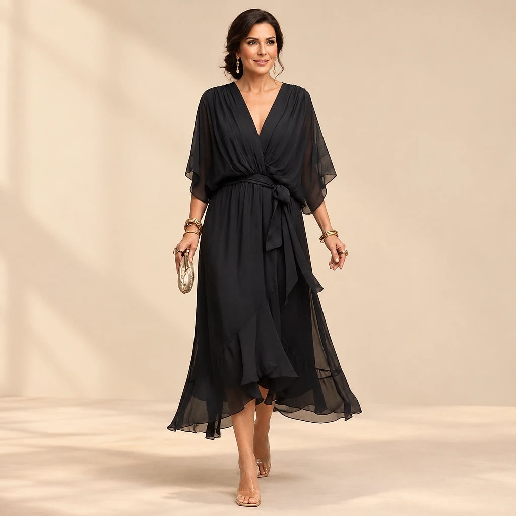 Veloria – Vestido Midi Elegante Fluido