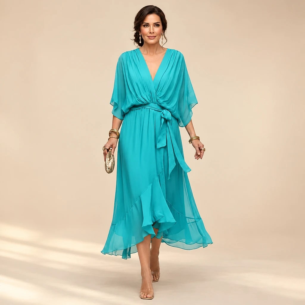 Veloria – Vestido Midi Elegante Fluido