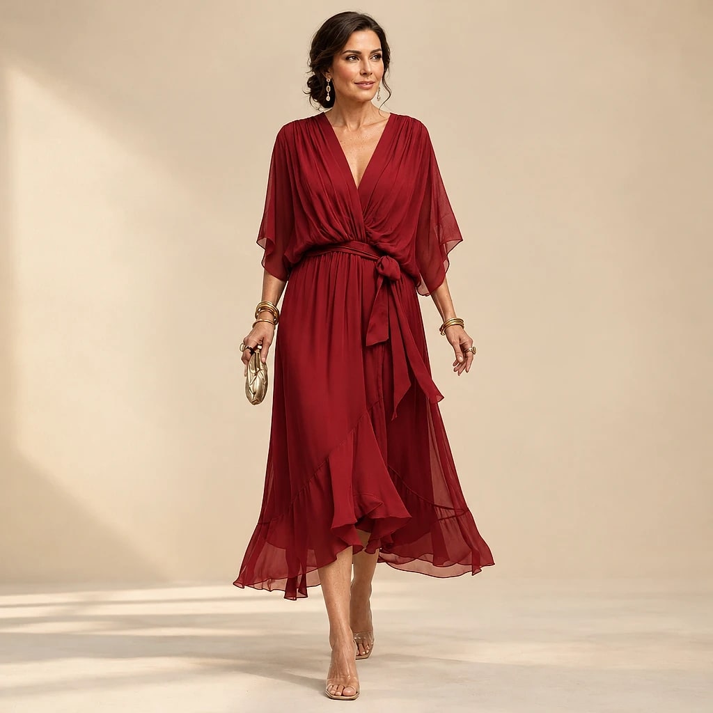 Veloria – Vestido Midi Elegante Fluido