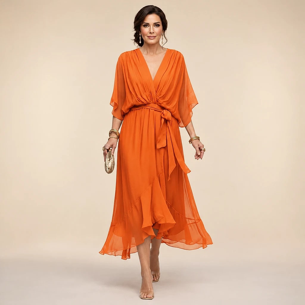Veloria – Vestido Midi Elegante Fluido