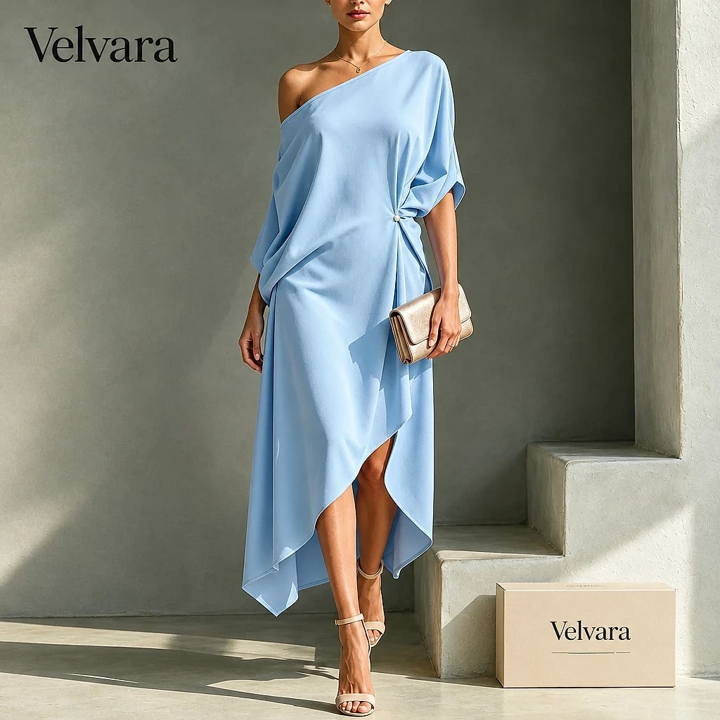 Velvara – Vestido Midi Asimétrico